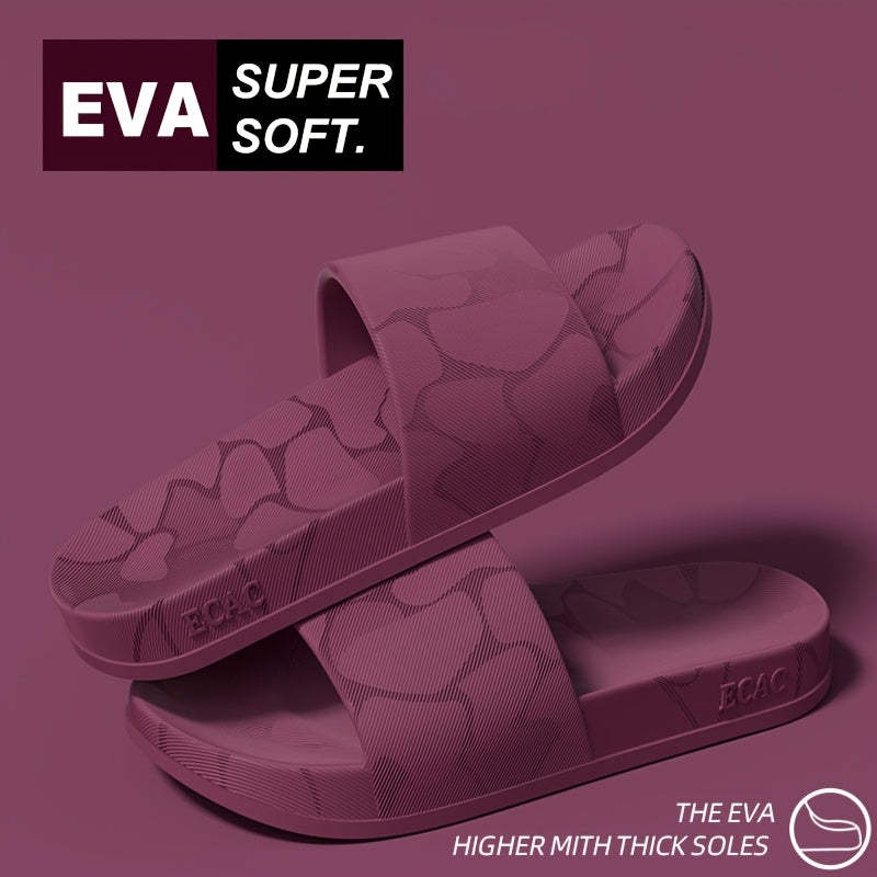 ECAC Women'S EVA Slide Sandals - Thick Cushioned Indoor/Outdoor Slippers with Geometric Pattern, Lightweight & Comfortable for Bathroom, Hiking, and Casual Wear, Hiking Footwear | Stylish Slipons | EVA Upper Material, Slipper