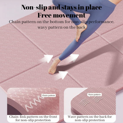 Foldable eco-friendly TPE yoga mat: double-sided, non-slip, for travel, exercise, Pilates & floor workouts