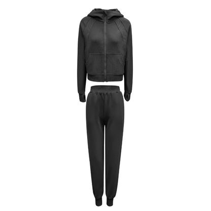 Autumn Hooded Sports Coat Women High Collar Zipper Training Running Fitness Jacket