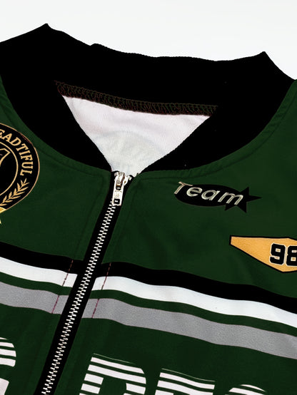 Elegant Color-Block Motorcycle Jacket for Women - Loose Fit, Slimming Baseball Style, Polyester, Machine Washable, Middle East Special Project Style, ALL/Global/All