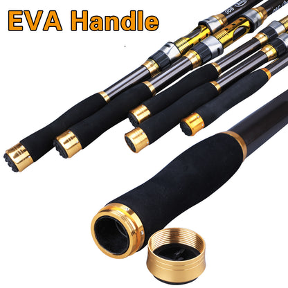 [Quality Construction] Sougayilang Ultralight Carbon Fiber Spinning Fishing Rod - Portable, Medium Action, 6.72-9.84ft Extendable Length, Black & Golden with Comfort Grip Handle - Ideal for All Anglers