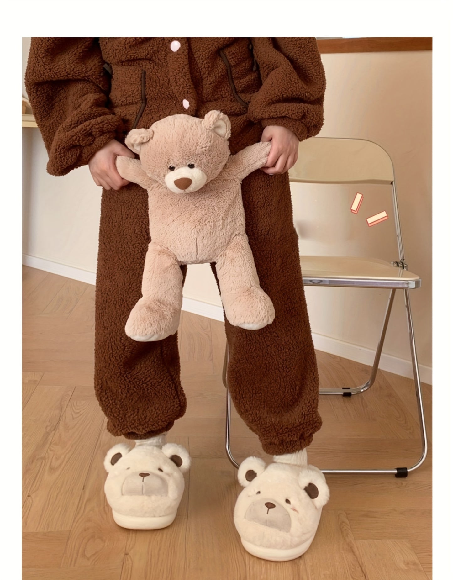 XIXITIAO Winter Plush Bear Slippers for Women & Men - Cozy Cover Slip-On Indoor House Shoes with Cute Cartoon Design, Non-Slip EVA Sole, Warm Home Slippers for Cold Floors, Cold Weather Footwear, Playful Footwear, Soft Lining