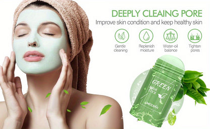 Green Tea Mask Stick - Deep Cleansing and Oil Control for All Skin Types - Moisturizes, Tightens, Perfect for Men and Women