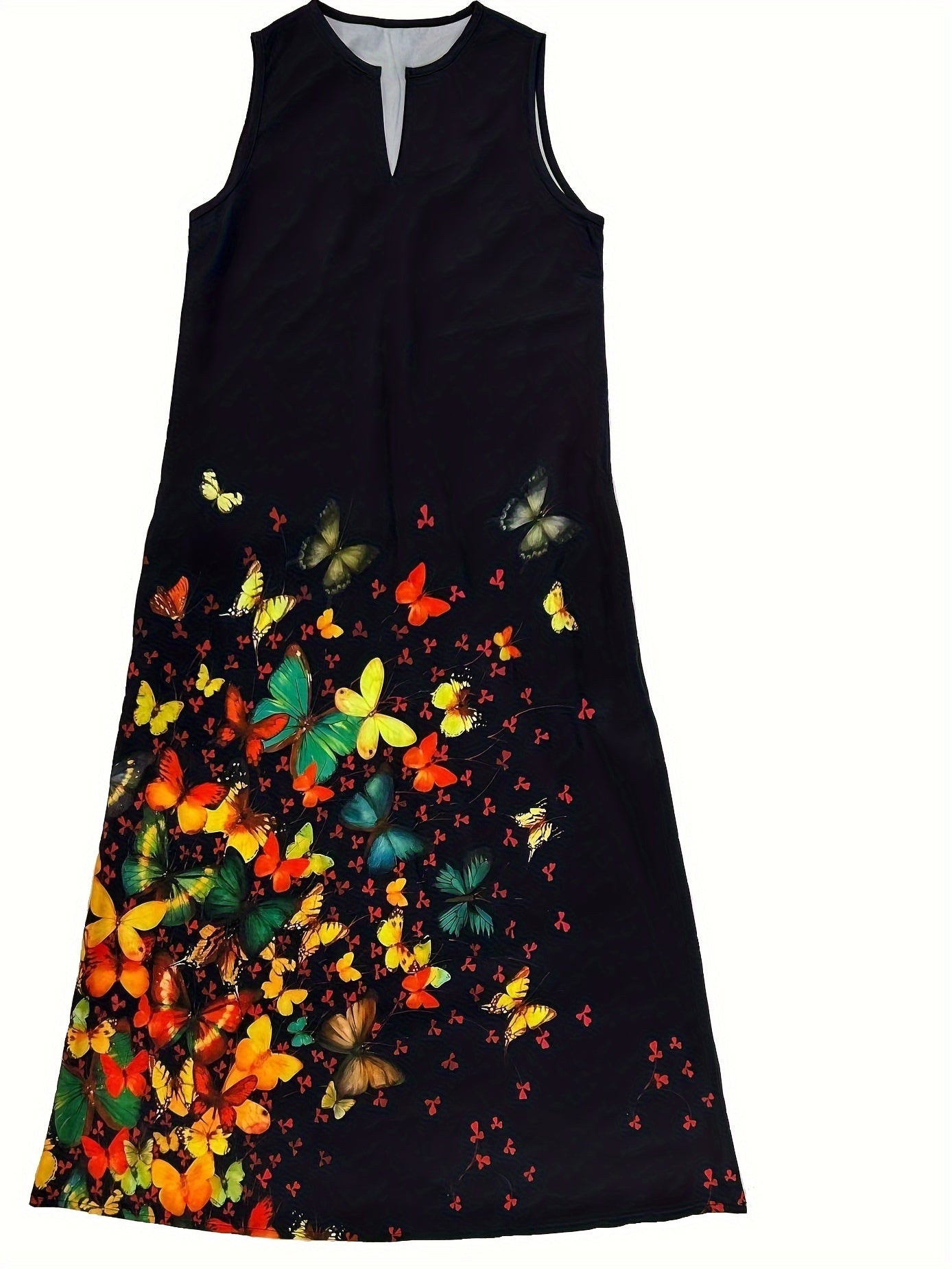 Floral Print V Neck Maxi Dress, Casual Sleeveless Dress For Spring & Summer, Women's Clothing