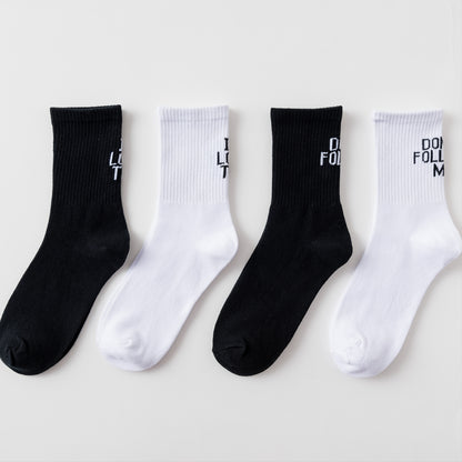 1/3/5 Pairs Autumn Winter Men Funny Humor Word Printed Socks Creative Hip Hop Street Skateboard Unisex Crew Happy Sock
