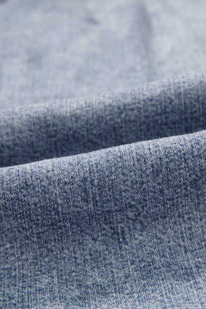 Ashleigh Blue Ruffled Shirred Neckline Sleeveless Denim Tank Top