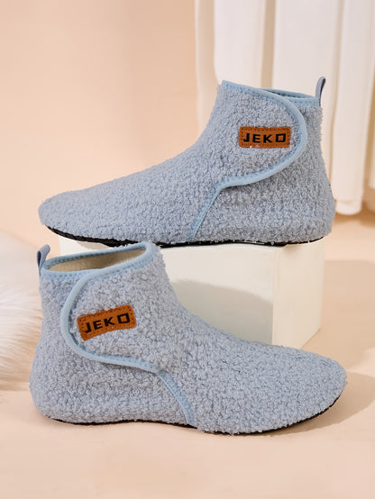 Women's Winter Warm Slip-On Slippers with Closure - Soft Fabric Indoor/Outdoor House Shoes, Non-Slip Rubber Sole & Plush Lining for Cozy Comfort, Light Blue, Indoor Slippers, Home Comfort, Simple Style, Comfortable Fit, Home