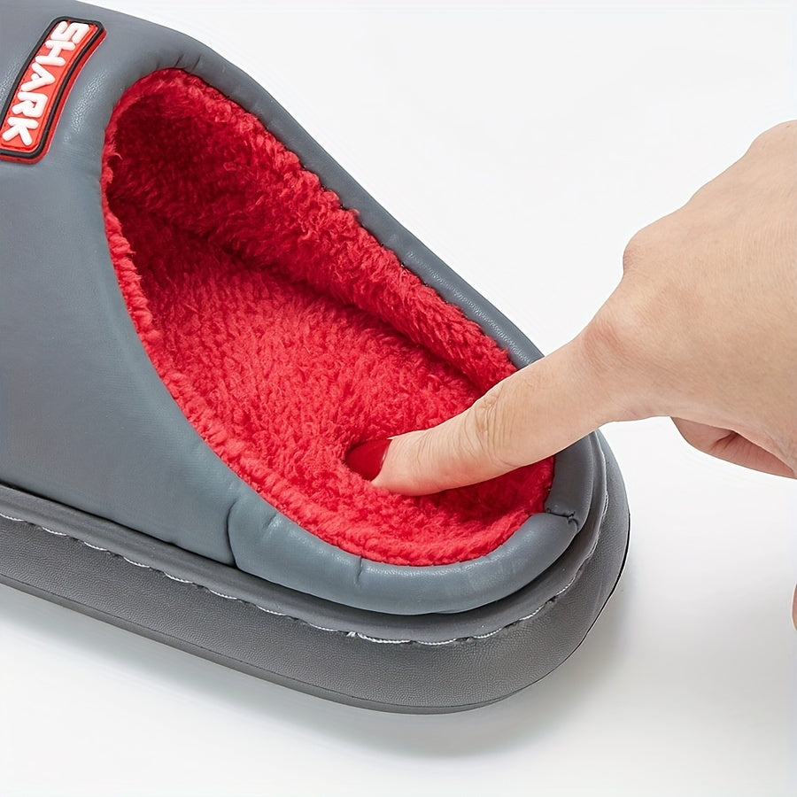 Trendy Animal Shark House Slippers For Women, Warm Lightweight Non-Slip Slip-On Indoor Home Shoes, Closed-Toe Kawaii Slippers Winter