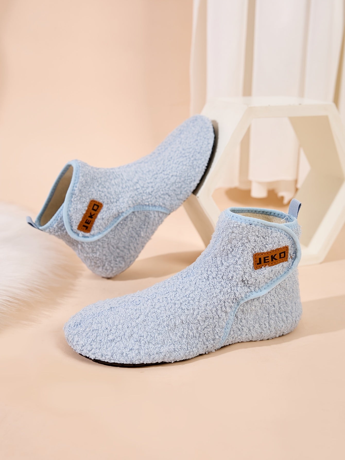 Women's Winter Warm Slip-On Slippers with Closure - Soft Fabric Indoor/Outdoor House Shoes, Non-Slip Rubber Sole & Plush Lining for Cozy Comfort, Light Blue, Indoor Slippers, Home Comfort, Simple Style, Comfortable Fit, Home