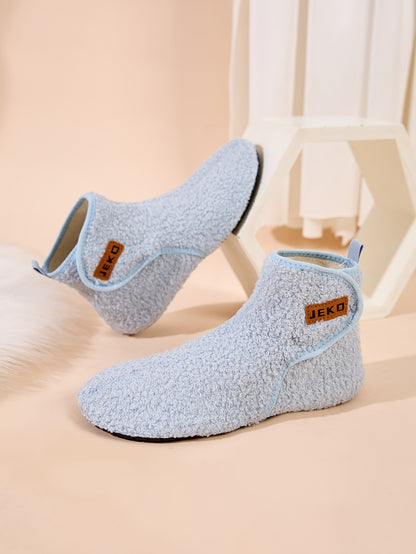 Women's Winter Warm Slip-On Slippers with Closure - Soft Fabric Indoor/Outdoor House Shoes, Non-Slip Rubber Sole & Plush Lining for Cozy Comfort, Light Blue, Indoor Slippers, Home Comfort, Simple Style, Comfortable Fit, Home