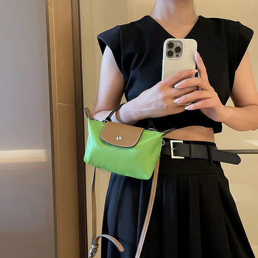 Retro fashion versatile women's bag, shoulder crossed, carrying high-end nylon dumpling bag