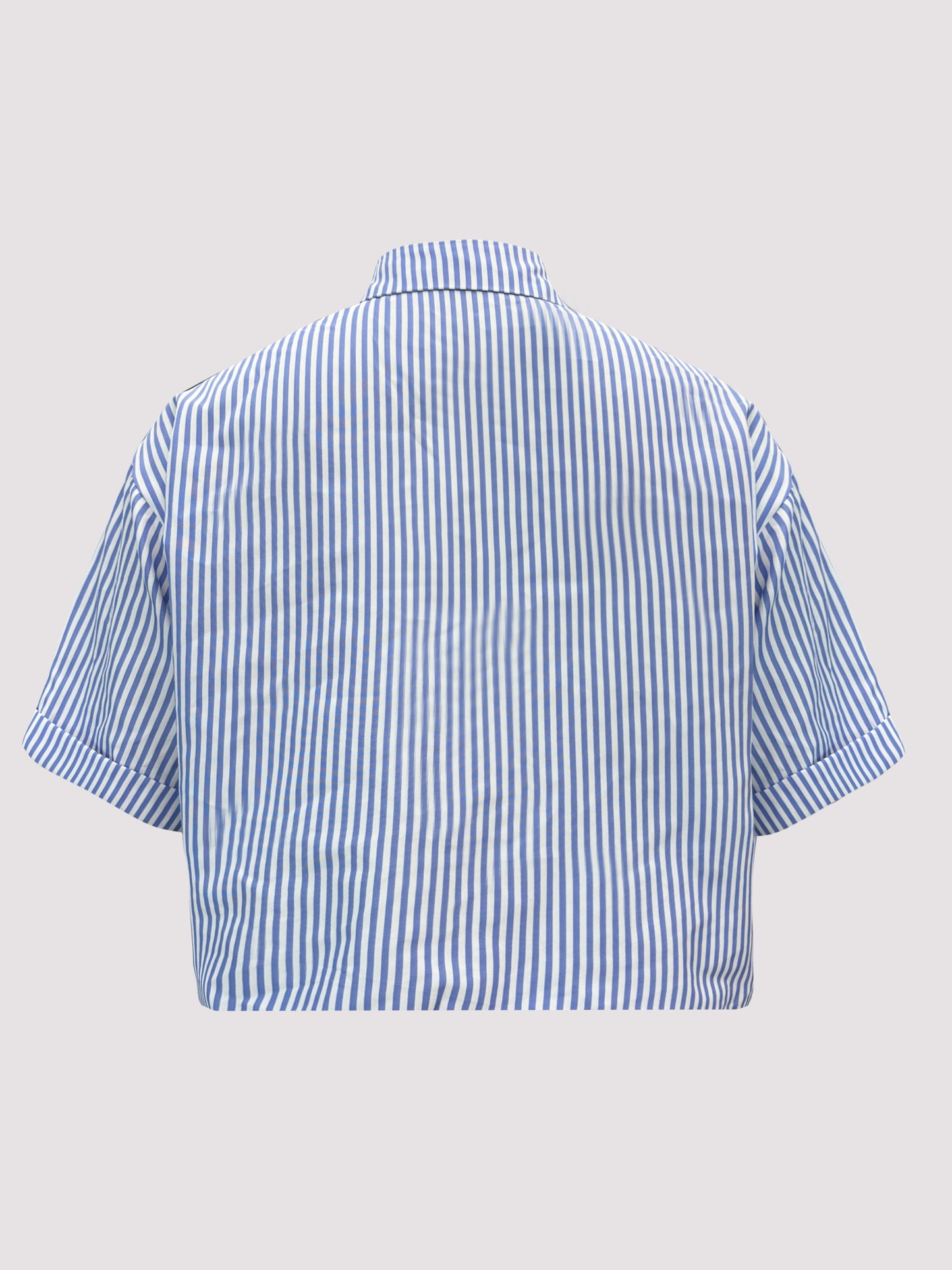 Vibrant Striped Button Up Crop Shirt - Women's Casual Blouses for Spring & Summer - Short Sleeve, Relaxed Fit, Soft Fabric, Perfect for Outdoor Activities