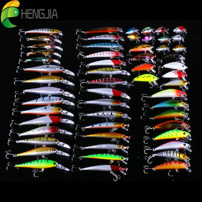 56-Piece Topwater Minnow Fishing Lures Kit - High-Performance Artificial Tackle with Realistic Crank Baits for Guaranteed Catch - Ideal for All Fish Species, Perfect for Beginners and Pros!