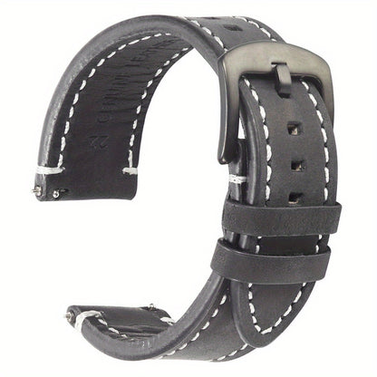 Leather Watch Band, Quick Release Strap, Retro Top Layer Cow Leather, Switch Spring Bar, 20mm, 22mm, 24mm Black Buckle, Ideal Choice For Gifts