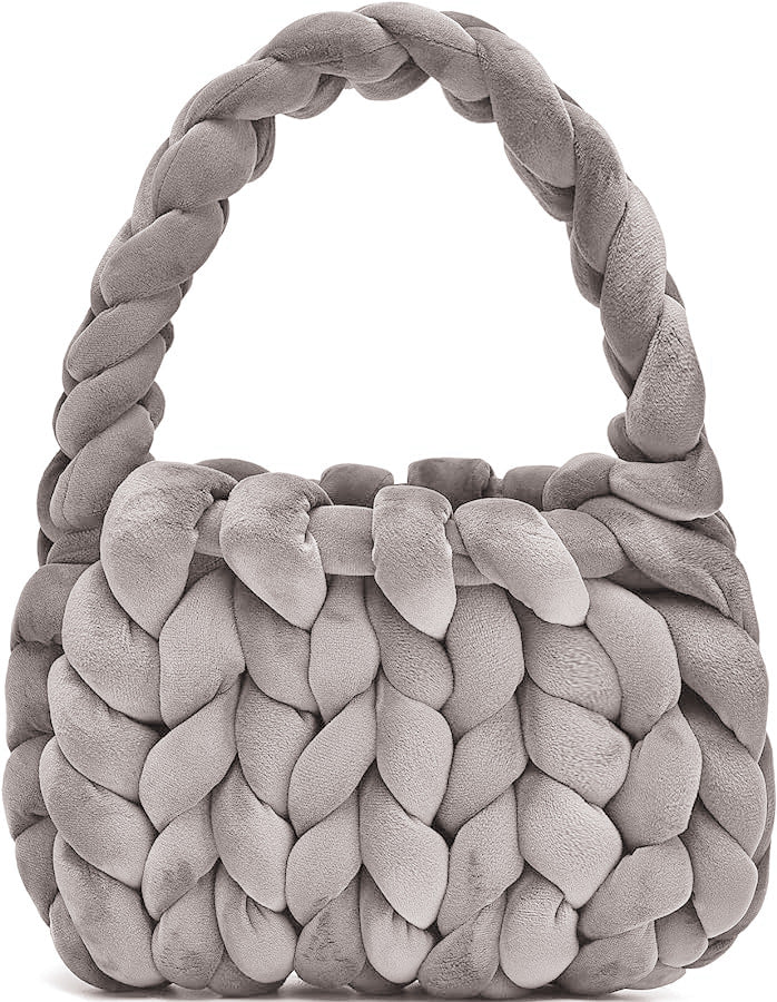 DIY hand woven crystal velvet core spun yarn woven hand-held mailman bag