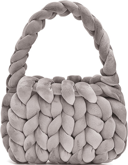 DIY hand woven crystal velvet core spun yarn woven hand-held mailman bag