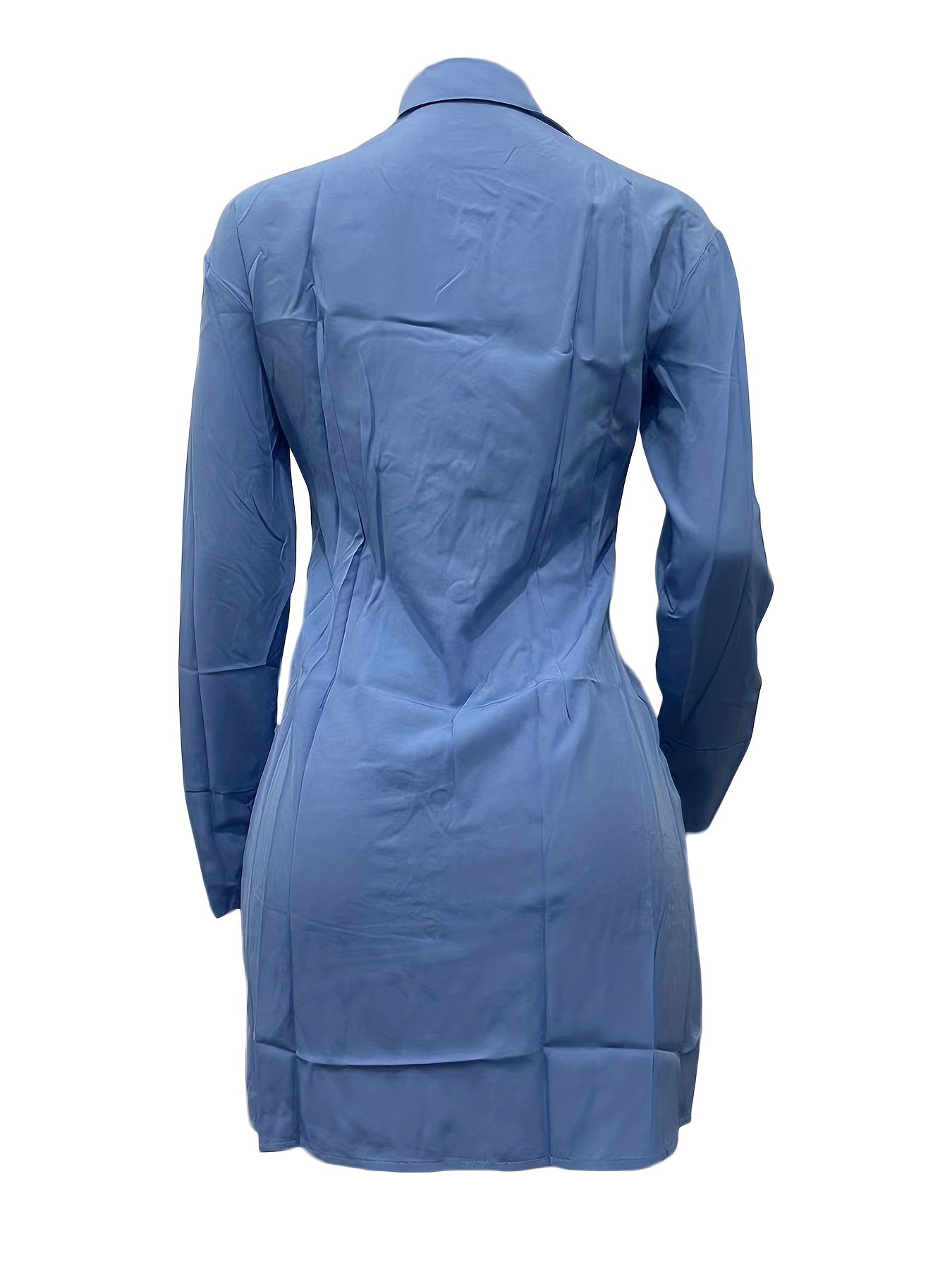 Women's Slim-Fit White Long Sleeve Shirt with Notch Lapel & Side Slit - Solid Color Button-Up Blouse, Machine Washable, Versatile for Casual & Formal Wear, Ladies Blouses