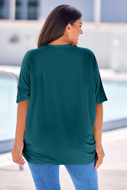 Green-2 Shimmer Ribbed Texture Plus Size Cardigan