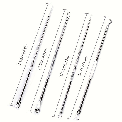 4pcs/set Acne Blackhead Needle Black Spot Pimple Blemish Remover Skin Care Women Beauty Acne Care Pore Cleanser Needle Hook