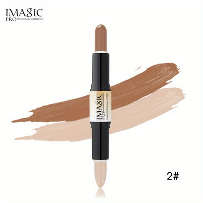 IMAN OF MAGIC Dual-Ended Concealer & Contour Stick - Waterproof, Natural Finish for All Skin Tones | Highlights & Conceals Blemishes, Dark Circles, Shadows Nose & Cheeks | Versatile Makeup Stick with Pink & Brown Shades