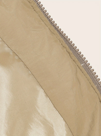 Women'S Elegant High-Neck Padded Vest with Drawstring Detail - Solid Color, Thick Warm Winter Sleeveless Jacket Vest, Casual Streetwear Style, 200g/m² Fabric Weight, Autumn/Winter Essential