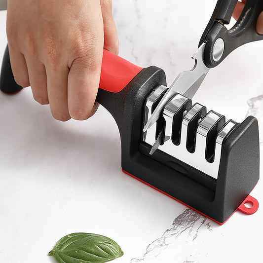 Sharp and Easy: 1pc Multifunctional Four-Stage Kitchen Knife Sharpener - Stainless Steel Kitchen Gadget