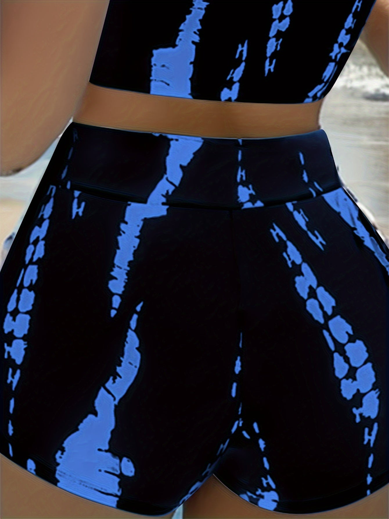 Chic 2-Piece Bikini Set - High-Waisted with Drawstring, Spaghetti Strap Tops, Stretchy & Stylish Swimwear for Summer Fun & Beach Outings, Women's Fashionable Swimsuits