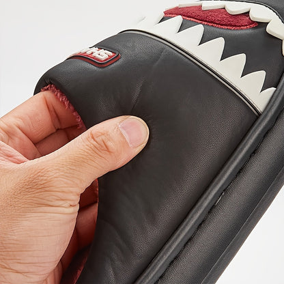 Trendy Animal Shark House Slippers For Women, Warm Lightweight Non-Slip Slip-On Indoor Home Shoes, Closed-Toe Kawaii Slippers Winter