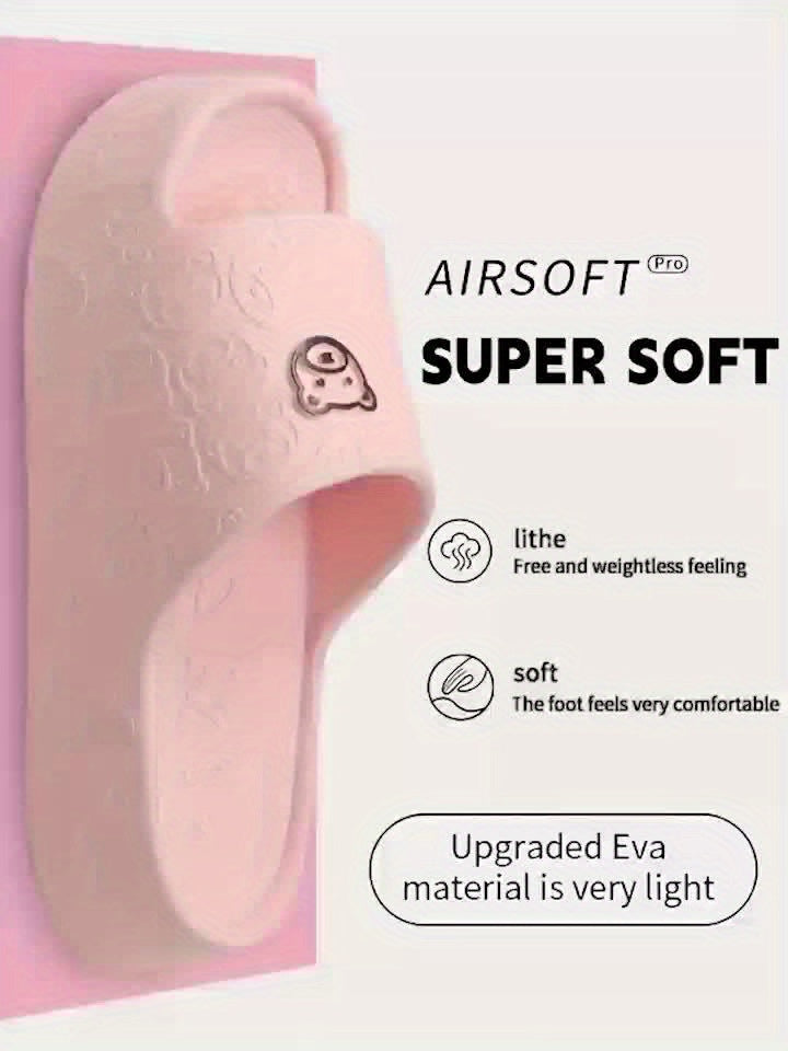 [Comfortable Slippers] Comfortable Non-Slip EVA Women's Slippers | Thick-Soled Bear Design - Pink, Indoor/Outdoor Sandals for Beach and Home Use