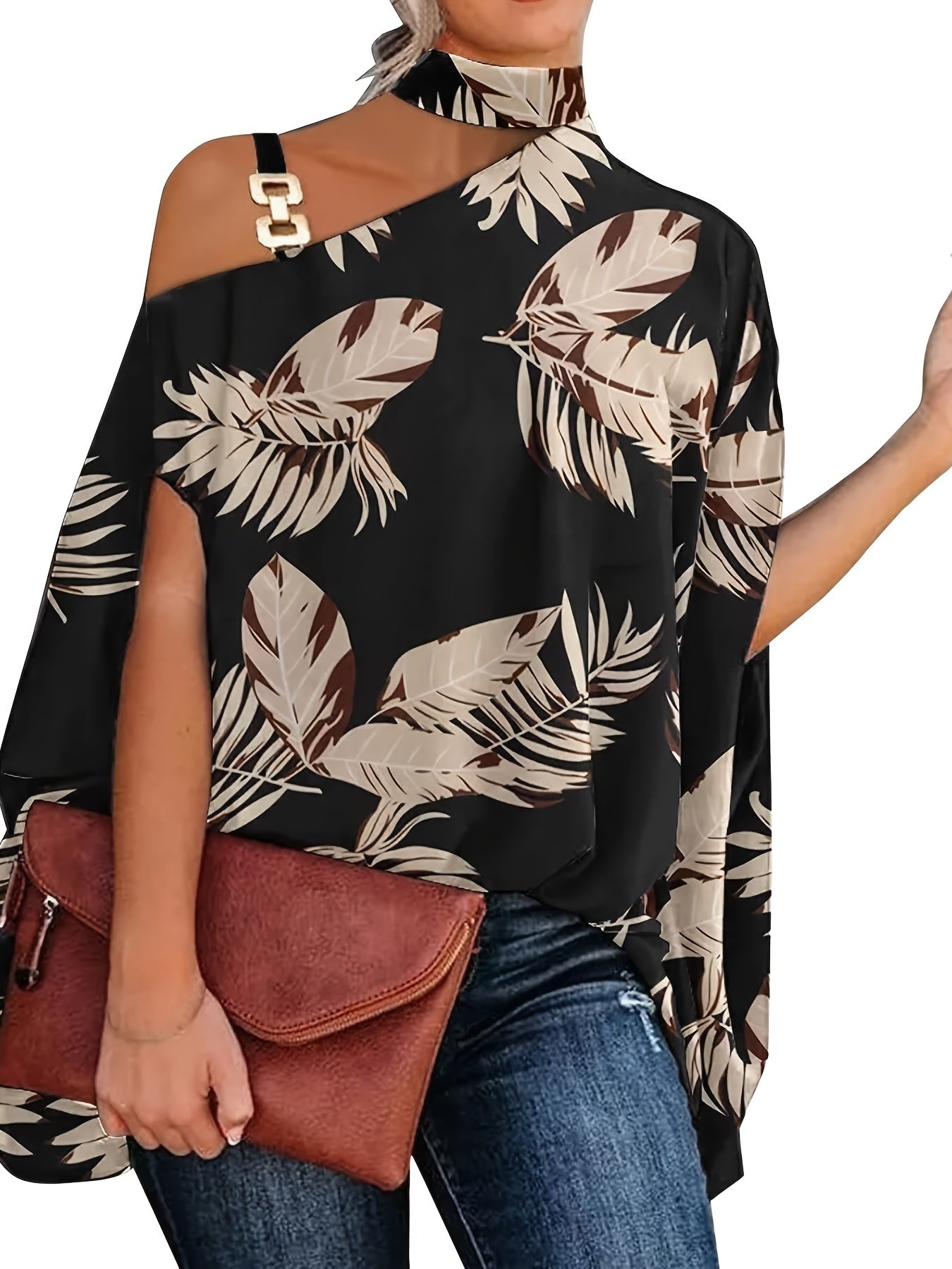 Women's Geometric Print Bat Sleeve Tops, Fashion Summer Loose Blouses For Daily, Women's Clothing