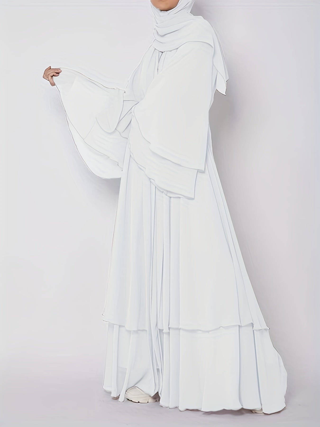 Ramadan Islamic Modest Dress Without Hijab, Long Sleeve Open Front Casual Modest Muslim Dress, Women's Clothing