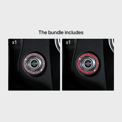 Zinc Alloy Ignition Button Cover with Sparkle Effect - "START STOP" Design, Plated, Easy Installation, Fits Most Vehicles, Ignition System Upgrade | Sparkling Button Cover | Glossy Finis