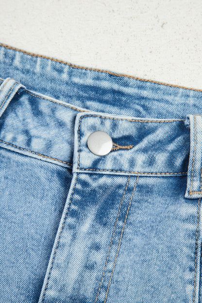 Beau Blue Flower Patched Light Wash Cropped High Waist Jeans