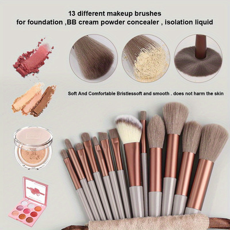 13pcs Makeup Brushes Soft Fluffy Professional Foundation Blush Powder Eyeshadow Kabuki Blending Makeup Brush Beauty Tools Valentine's Day Birthday Gift for Girlfriend