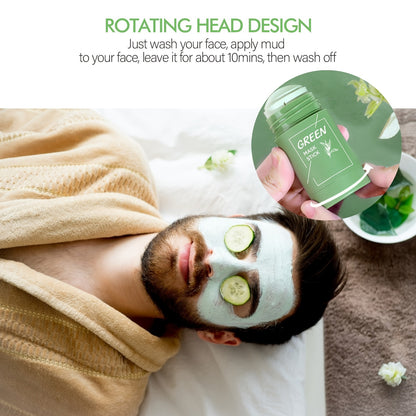 Green Tea Mask Stick - Deep Cleansing and Oil Control for All Skin Types - Moisturizes, Tightens, Perfect for Men and Women