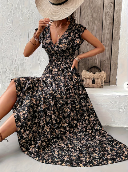 Floral Print Ruffled A-Line Dress