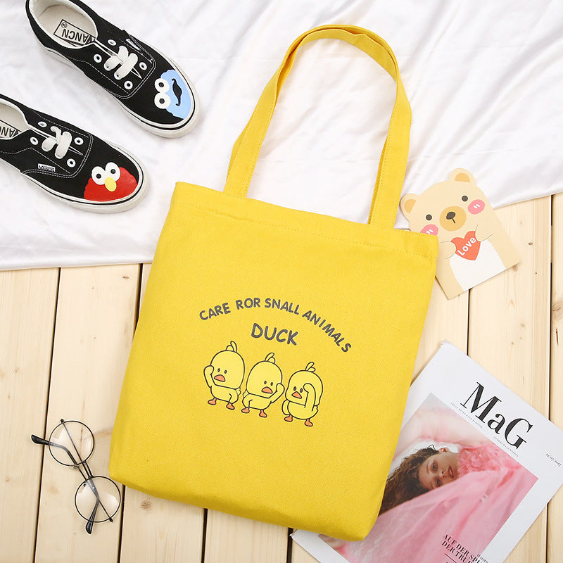 New Korean Version Of Student Canvas Bag Fashion Simple Cartoon Printing Tote Bag Large Capacity Shoulder Bag