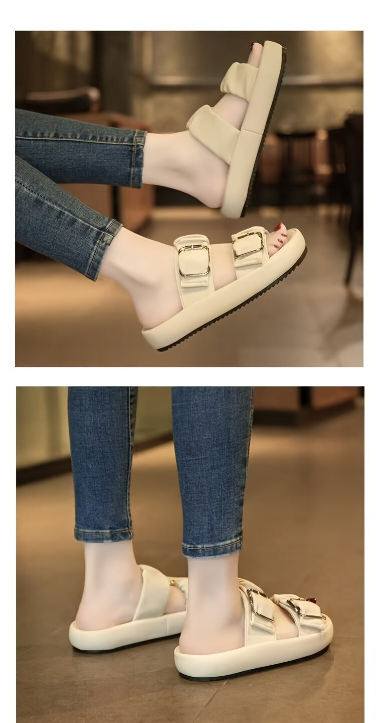[New Style Thick Sole Slippers] New Style Thick Sole Slippers - Anti-slip Beach Slippers for Pregnant Women in Summer 2024 - Cool High-end One-Word Slippers