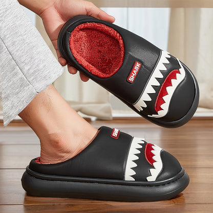 Trendy Animal Shark House Slippers For Women, Warm Lightweight Non-Slip Slip-On Indoor Home Shoes, Closed-Toe Kawaii Slippers Winter