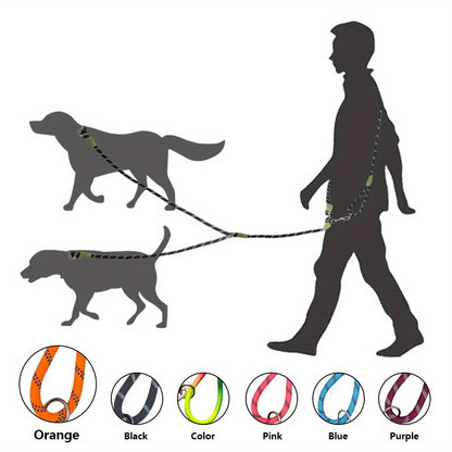 Reflective Hands-Free Dog Leash For Hiking, Walking, And Running - Adjustable Waist And Crossbody Rope For Small And Large Dogs - Bungee Leash For Shock Absorption And Comfort