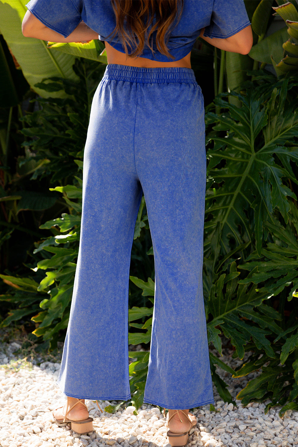 Lilac Floral Patch Exposed Seam Raw Edge Pants Set