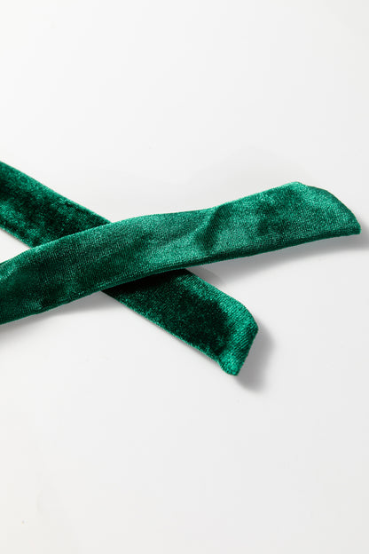 Fiery Red Christmas Plaid Satin Pajama Set with Contrast Velvet Ties