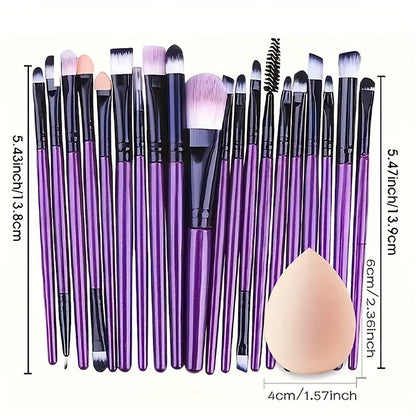 20-Piece Hypoallergenic Makeup Brush Set with Nylon Bristles - Luxe Palm Brushes for Foundation, Blush, Eye Shadow, Eyebrow, & Lip, All Skin Types, ABS Rod - Professional & Beginner Kit, Travel-Friendly