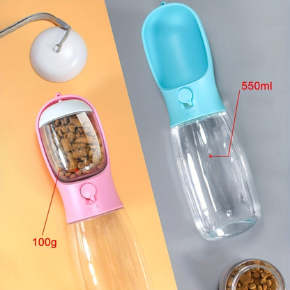 Portable Dog Water Bottle with Food Container - Large Capacity Outdoor Water Dispenser for Dogs, Puppies, and Cats - Perfect for Walking, Hiking, and Travel - Keep Your Pet Hydrated and Nourished on the Go