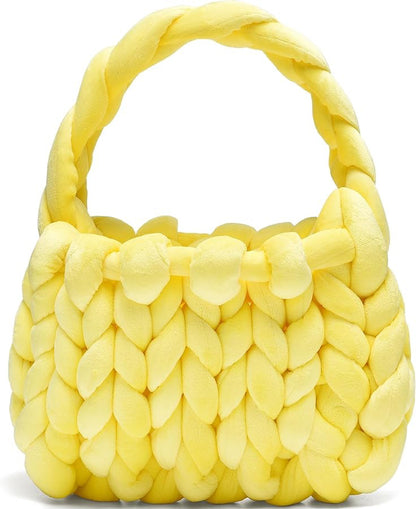 DIY hand woven crystal velvet core spun yarn woven hand-held mailman bag