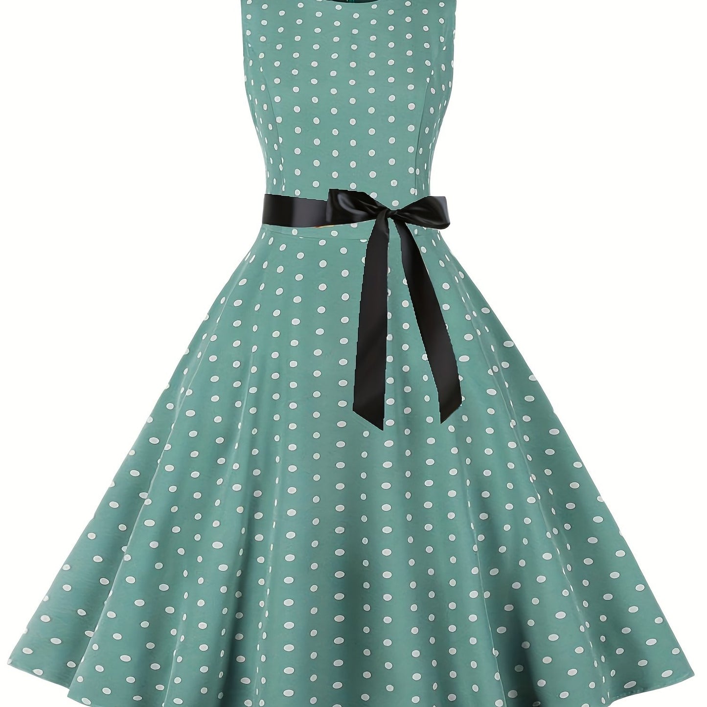 Women's Chic Sleeveless Polka Dot Dress - Vintage-Inspired Summer Sundress With Breathable Fabric, Perfect for Vacation Parties & Spring/Summer Celebrations