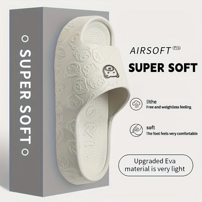 [Comfortable Slippers] Comfortable Non-Slip EVA Women's Slippers | Thick-Soled Bear Design - Pink, Indoor/Outdoor Sandals for Beach and Home Use