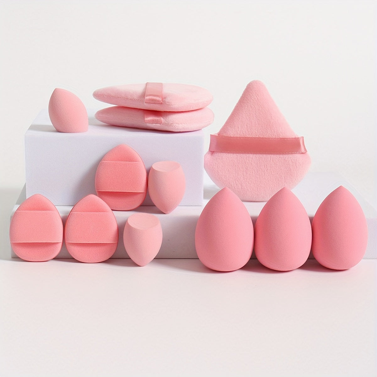12-Piece Multi-functional Makeup Sponge Puff Set, Flawless Blending For Liquids, Creams & Powders, Latex-Free, Dry & Wet Dual-Use Foundation, Contouring & Highlighting Sponges With Mini Cushion Puffs For All Skin Types