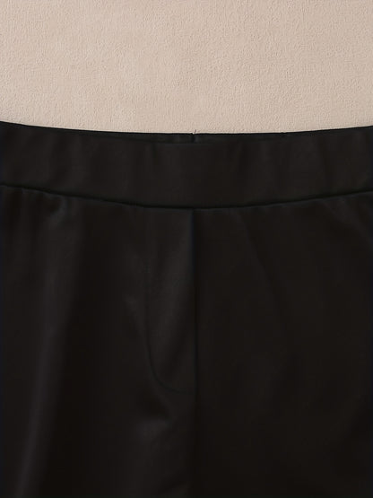 Color Block Two-piece Set, Casual Button Front Blazer & Straight Leg Pants Outfits, Women's Clothing