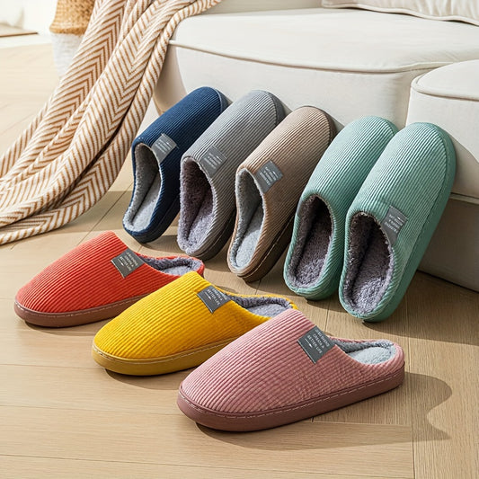 Cozy Fleece-Lined Slippers for Men and Women - Soft, Warm, Non-Slip Rubber Sole, Machine Washable, Available in Multiple Colors